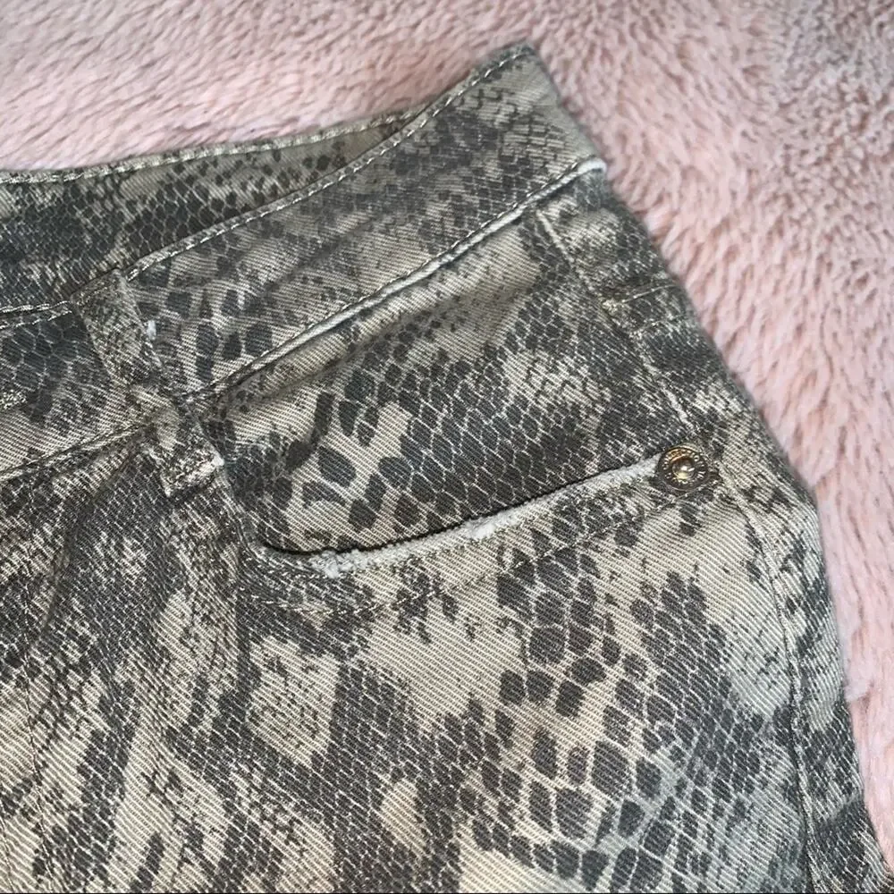 Zara Snake Print Tan & Brown High-Rise Skinny Jeans Size: 4